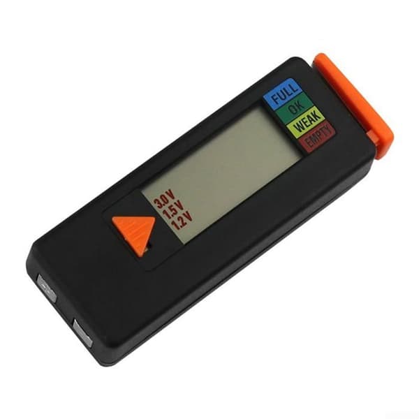 Digital batteritester i lommestørrelse - 1,5–9V rækkevidde - LCD-skærm - Sort
