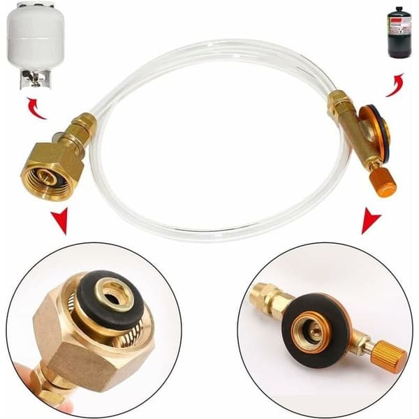 Gaspatronadapter til udendørs gasmadlavning - Dyseadapter til LPG, flad cylinder, flaskeadapter
