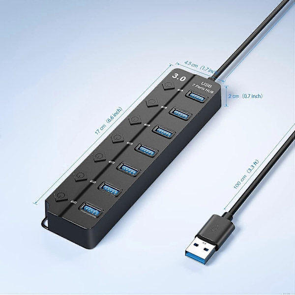 Port USB Hub Splitter Multi Hub USB 3.0 Adapter USB Multiple Porte Strømadapter med Strømafbryder