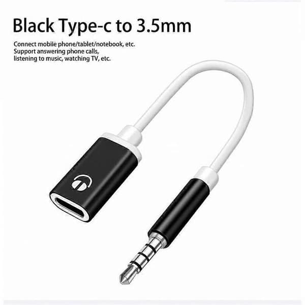 3,5 mm hann rund analog hodetelefonadapter til USB-C hunn, flat, S5J7