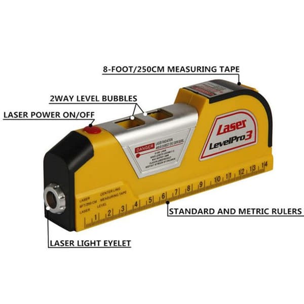 2,5M Laserpass - Horisontell och Vertikal Justering - Integrerade Libeller - ABS-plast