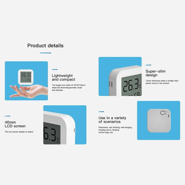 Temperatur- och fuktighetssensor WiFi Intelligent Digital Termometer Inomhus LCD Hygrometer Termometer för Hushåll