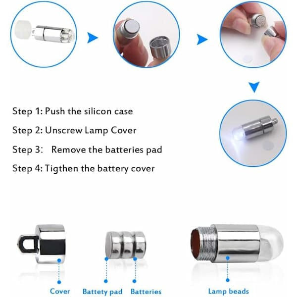 Mini LED-lampor med batteri för papperslyktor, vattentäta, 20-pack