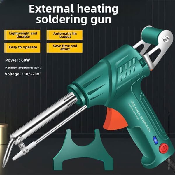 Högdriven manuell elektrisk lödpistol - Automatisk tenmatning | Kompakt och bärbar, Grön