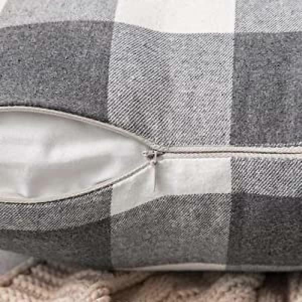 2-pakning klassisk rutete putetrekk i polyester for sofa og soverom (grå, 18x18 tommer)