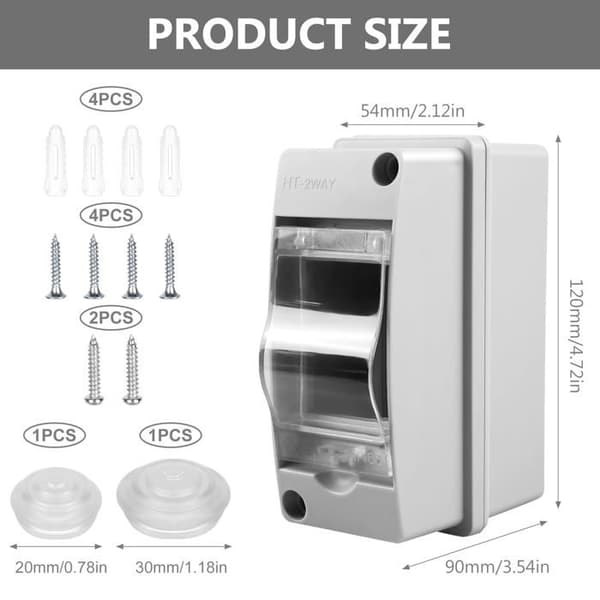 Vattentät elbox - IP65-klassad - ABS - 2 moduler (120x90x54 mm)
