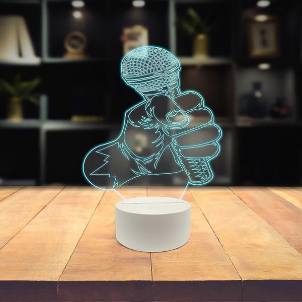 Musik 3D LED bordlampe, Rap Hiphop Rock N Roll Genrer Noder Melodi, Optisk Illusion Akryl Glasplade