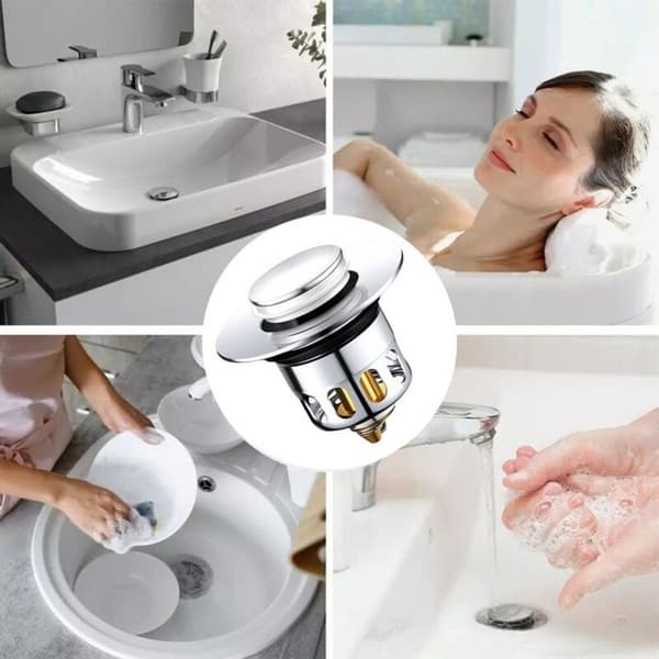 Universell Pop-up Servantavløp - Rustfritt Stål - 34-40 mm - Pakke med 2