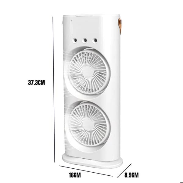 Stille Skrivebordsventilator, Tårnventilator med 3 Hastigheder og Luftfugter, USB Tårnventilator, Farverige Lys