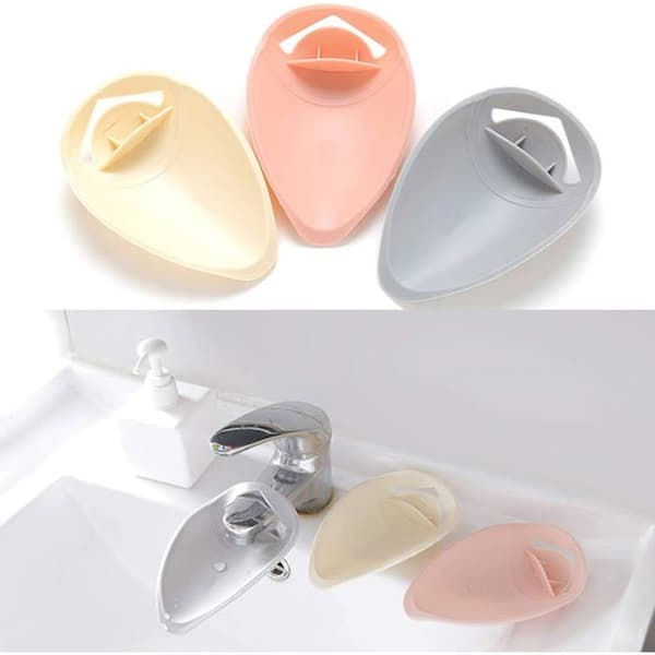3 kranförlängare för handfat, kranförlängare i plast för barn (rosa, grå, beige)