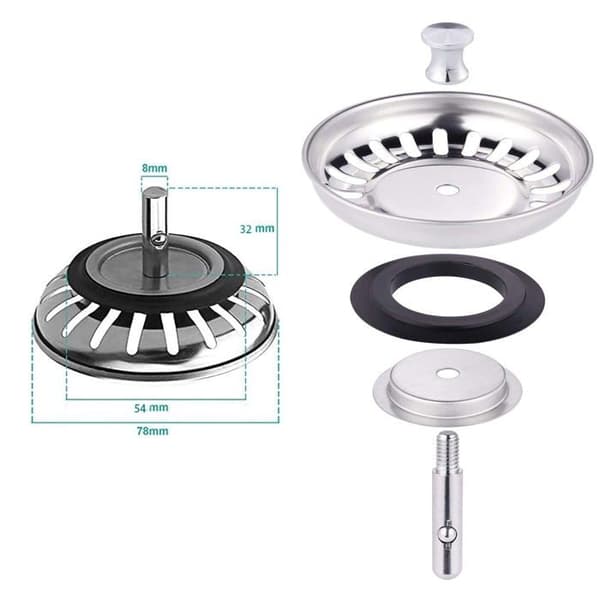 78 mm afløbsprop - SUS304 rustfrit stål - 20 filterhuller - Poleret finish