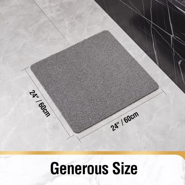 Skridsikker brusemåtte 60x60 cm i PVC - Grå bademåtte med hurtig dræning
