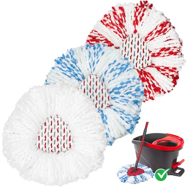 Mikrofiber Erstatningsmoppehoveder, Genanvendelige Moppehoveder til Vileda Turbo 3 i 1 EasyWring&Clean Spin Mop, Vaskbare Erstatningsmoppehoveder, 3 Styk