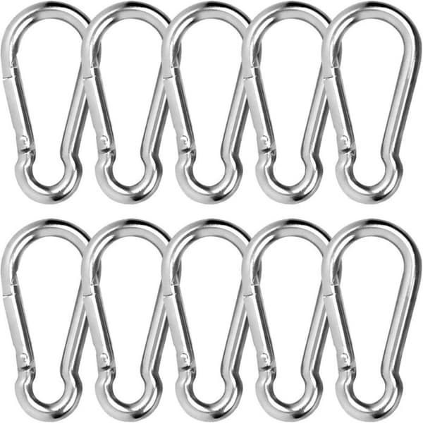 50x5 mm Karbinhake - 304 Rostfritt Stål - 10-pack - Maxlast 125 kg