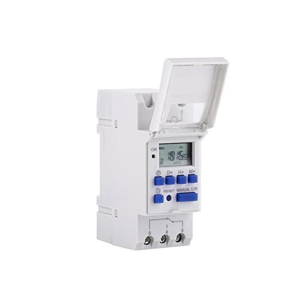 12V Programmerbar Digital Timer - LCD-display, 16 PÅ/AV-program, DIN-skenmontering, Uppladdningsbart Batteri