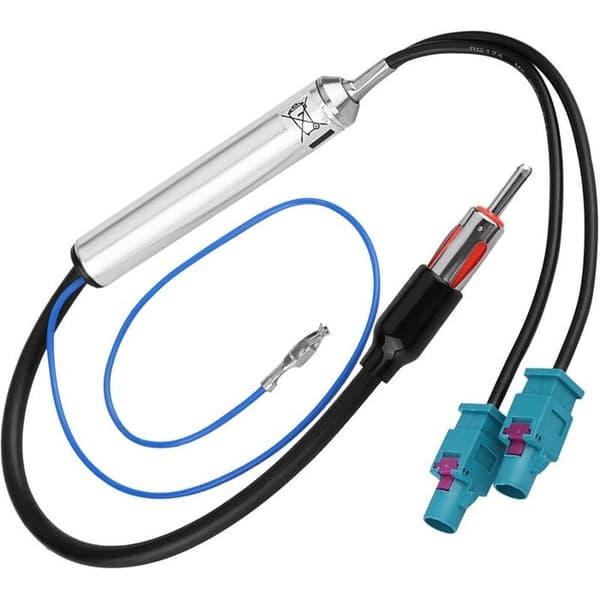 SKAA-39D Antenneadapter - Dobbelt Fakra til DIN Han - 46cm Kabel - 12V Strømforsyning