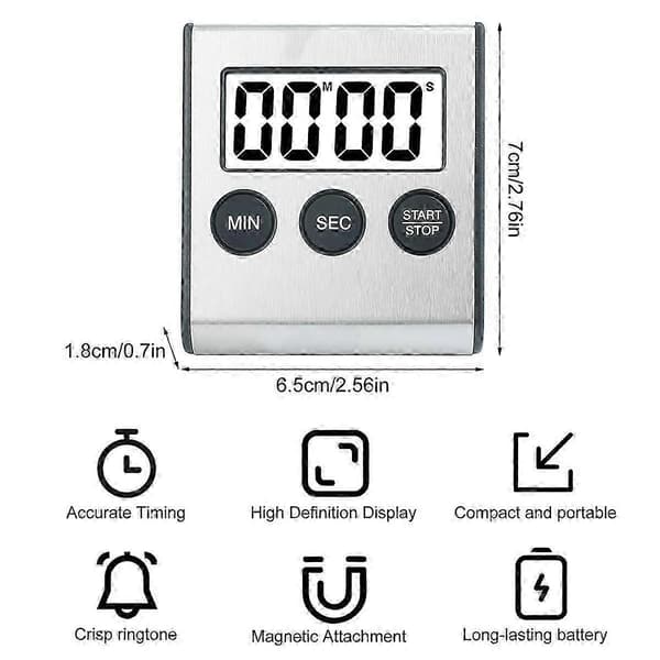 2 stk. køkkentimer digital timer køkkentimer stopur digital timer med magnet æggetimer digitalt køkkenur