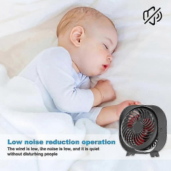 Genopladelig bordventilator, bærbar kontorventilator til studerende, kollegium, hjemme mini ventilator, lydløs. Pink