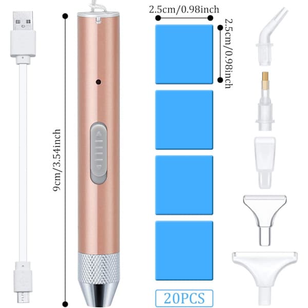 Diamantmaleri Pen Spids Borepen med Lys 5D DIY Diamant
