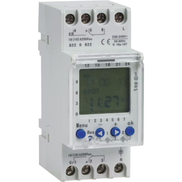TM612 2-kanals programmerbar timer, 7 dager, 24 timer, 220V, LCD + 220/12V 1.5W transformator