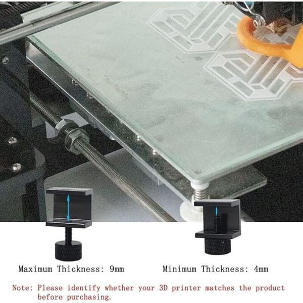 Stykker 3D-skriver sengklips, 3D-skriver glass seng klemme tilbehør for Ender 3s 3 Pro, 5 Pro, CR-20 Pro, CR-10S Pro