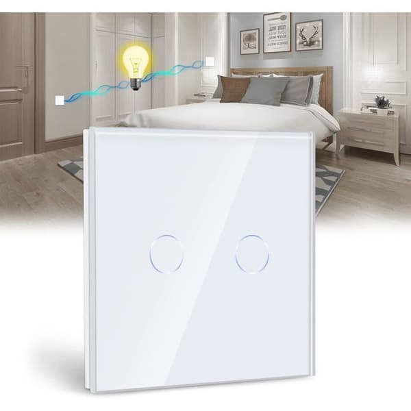 2-vägs touchströmbrytare - Härdat glas - LED-indikator - Neutralledare ingår ej