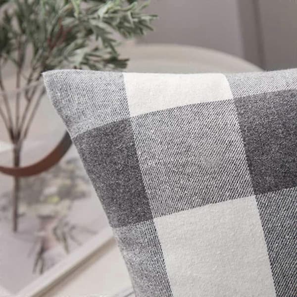 2-pakning klassisk rutete putetrekk i polyester for sofa og soverom (grå, 18x18 tommer)