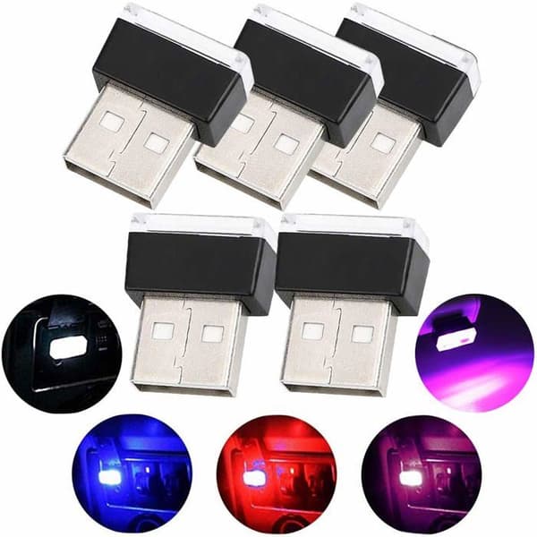 Mini Flerfarget USB LED Bil Interiørlyssett, Universell Ambient Belysning