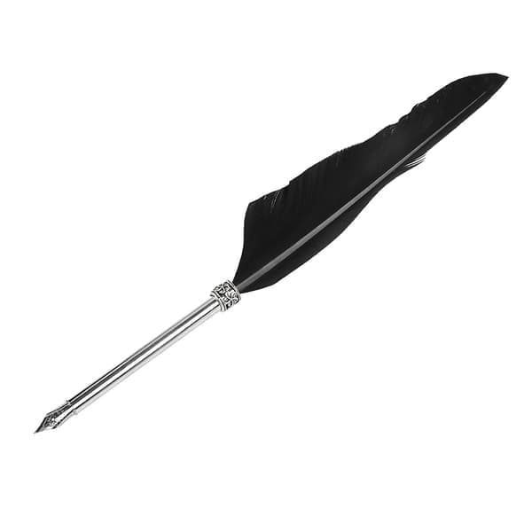 Retro læder notesbog fyldepen fjer dip pen blækflaske sæt papirvarer gaveæske sort