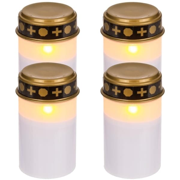 4-pakning - Gravlys LED / Lys - Lys til graver 1200 timer 4-pakning