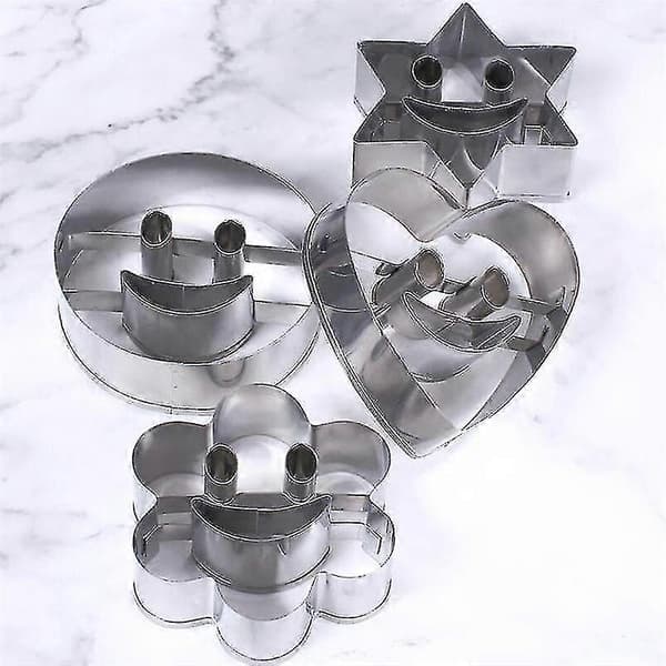 4 Deler Smiley Rustfritt Stål Kakeform Kjeksmugge Fondant Kakeform Baking