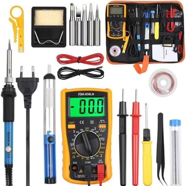 Vastar Lödsats - 60W - Justerbar Temperatur 200-450°C - Multimeter Ingår