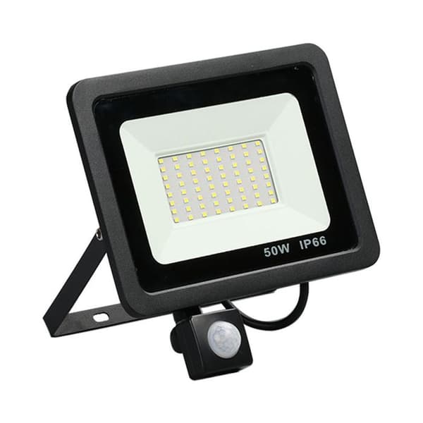 50W Utendørs LED Flomlys - PIR Sensor - IP66 - 64 LED 6500K
