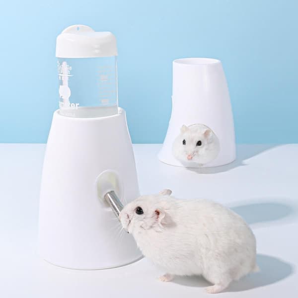 Hamster Automatisk Vandflaske Drikkefoderdispenser Flaske 80ML med Foderstation skål Kæledyrsbeholder til Små Dyr