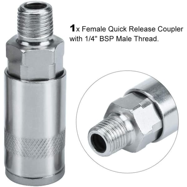 Kompressor Luftslangkoppling Luftkoppling och Plugg Kopplingssats Hane Hona Anslutning, BSP 1/4\" för 6, 8 och 10 mm slang
