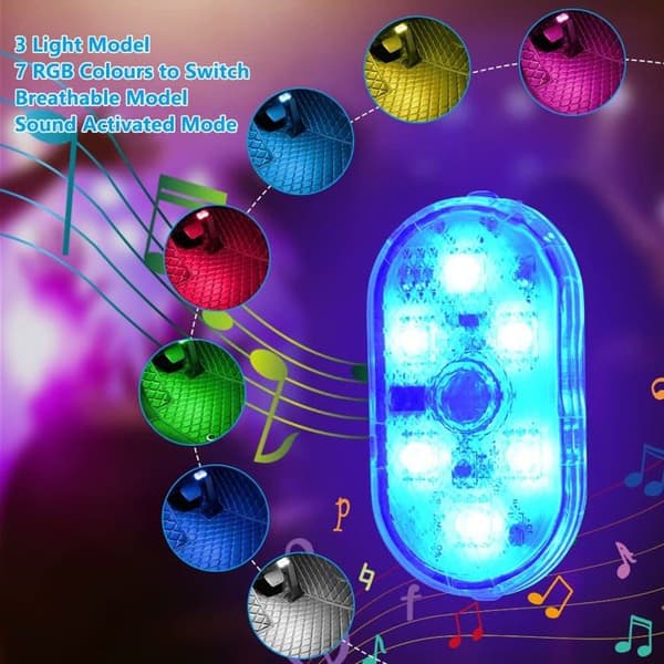 2PC 6LED Bilinteriörbelysning - 7 Färger - USB Uppladdningsbar - Pekkontroll