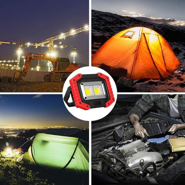 LED arbeidslys, 30W USB oppladbart arbeidslys, supersterkt, IP65 vanntett, 2000LM oppladbart LED arbeidslys med stativ for camping