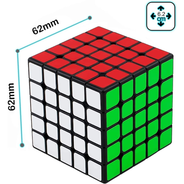 5 x 5 x 5 Speed Cube, Original Full Size 62mm Magic Cube Puzzle