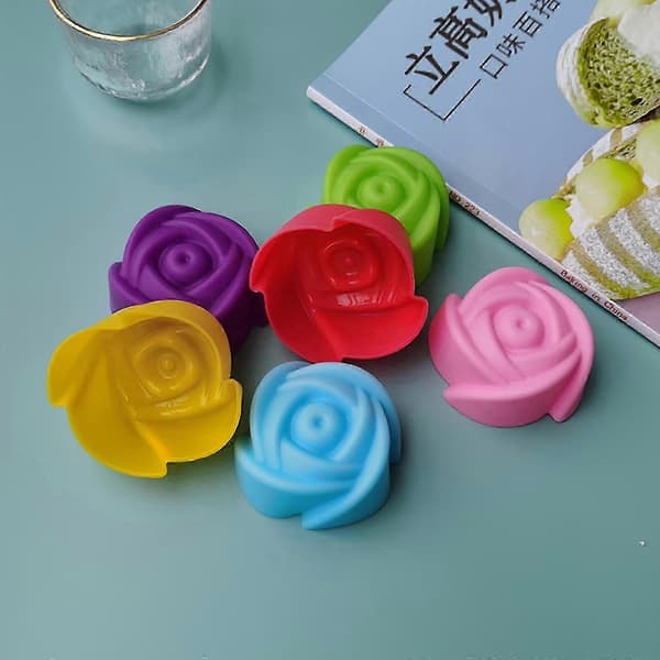 6-pack kakformar färgglada bakformar blomformade delikata silikonbakformar perfekta för familjesammankomster