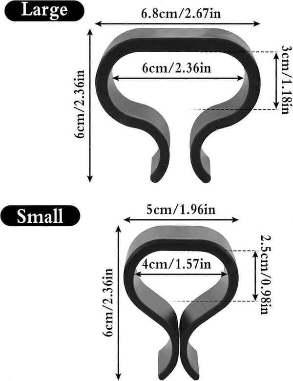 12 stk. Havemøbelclips, skridsikre terrassemøbelclips sorte justeringsclips udendørs terrassefastgørelse segmenterede stik (4 cm, 5,7 cm)