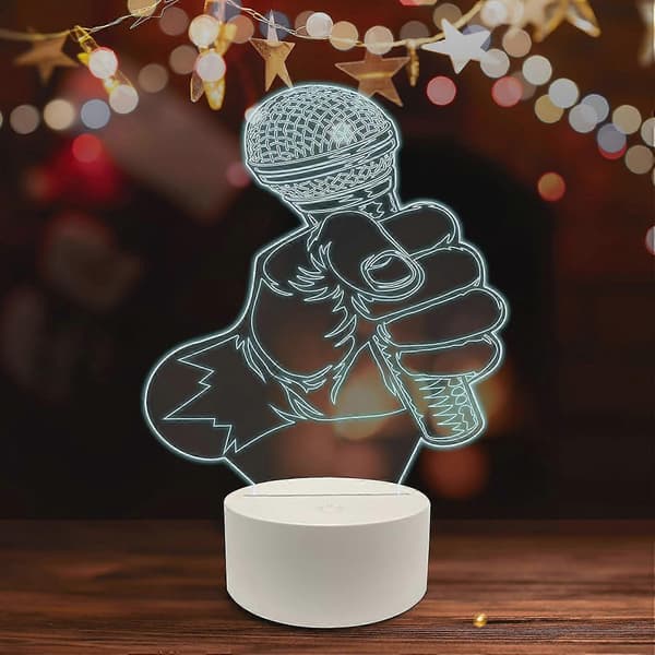 Musik 3D LED bordlampe, Rap Hiphop Rock N Roll Genrer Noder Melodi, Optisk Illusion Akryl Glasplade