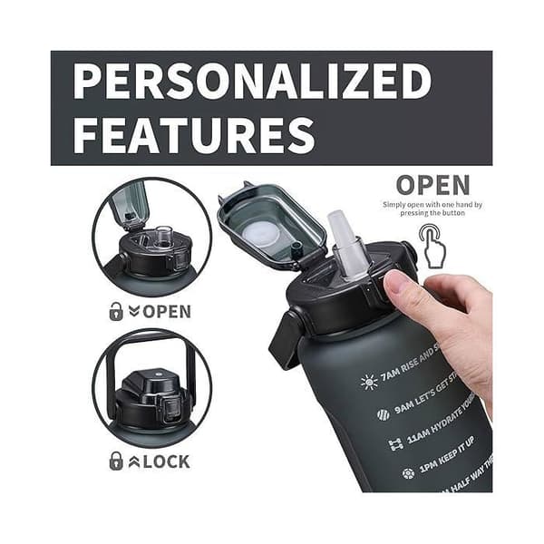 Set med 3 isolerade vattenflaskor, 2L + 800ml + 300ml, BPA-fria, med sugrör för kvinnor och män