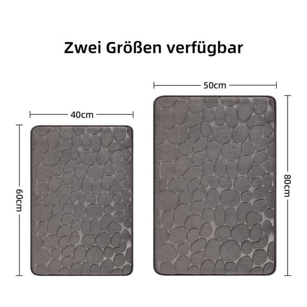 Baderomsmatte i minneskum, absorberende, sklisikker, til dusjdekorasjon, dørmatte, 50 x 80 cm, mørkegrå