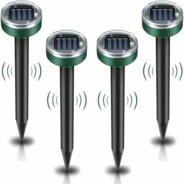 Solar og ultralyd musemiddel, 4 stk, gnagermiddel, IP65 vanntett, hage musemiddel