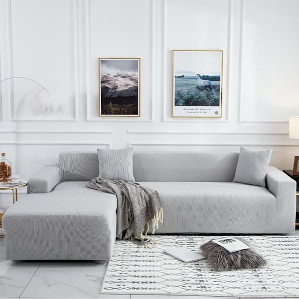Stretchöverdrag för 3-sits/hörnsoffa L 190-230 cm - ljusgrå