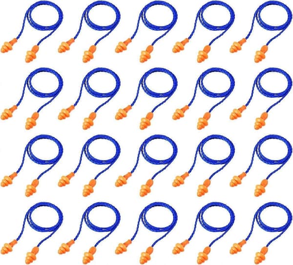 20 par ørepropper med ledning, genanvendelige silikone ørepropper med snor, ørepropper til søvn, støjreducerende til høreværn
