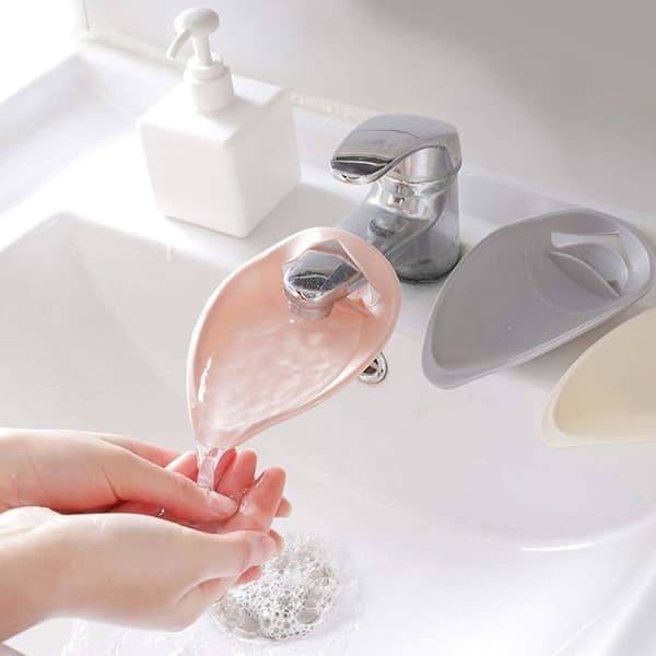 3 kranförlängare för handfat, kranförlängare i plast för barn (rosa, grå, beige)