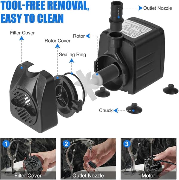 Dränkbar pump, ultratyst vattenpump med fontänpump 10w 10w