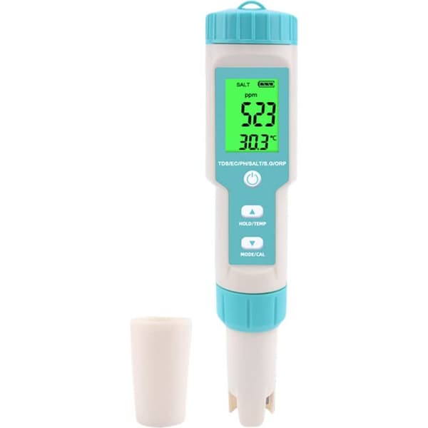 pH-meter, 7-i-1 salinitets-/pH-/SG-/TDS-/EC-/ORP-/temperaturmåler, vandkvalitetsmonitor til swimmingpools, hydroponics, drikkevand