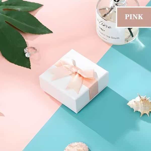 4 st små presentaskar för smycken, 7x7x3,5 cm smyckesdisplay presentaskar med rosett